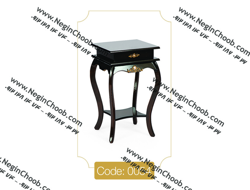میز تلفن مدل 0054 نگین چوب صفحه MDF پایه چوب رنگی