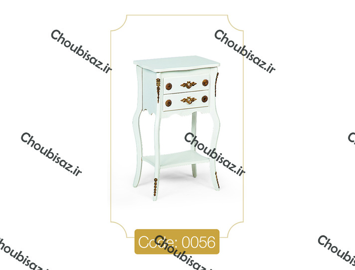 میز تلفن مدل 0056 نگین چوب صفحه MDF پایه چوب رنگی