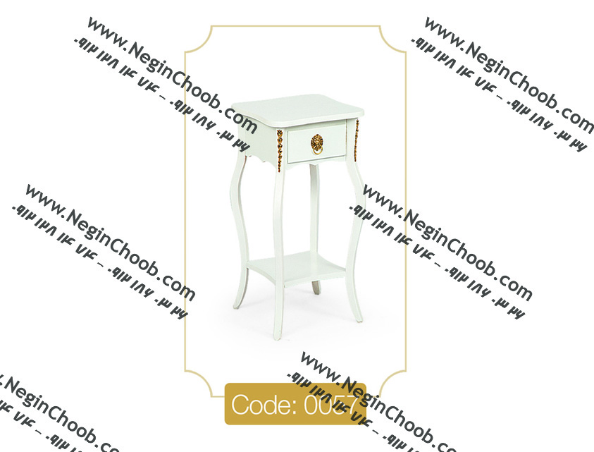 میز تلفن مدل 0057 نگین چوب صفحه MDF پایه چوب رنگی