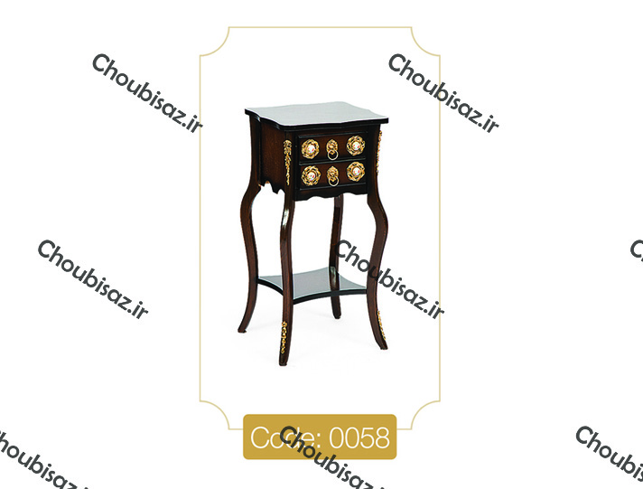 میز تلفن مدل 0058 نگین چوب صفحه MDF پایه چوب رنگی