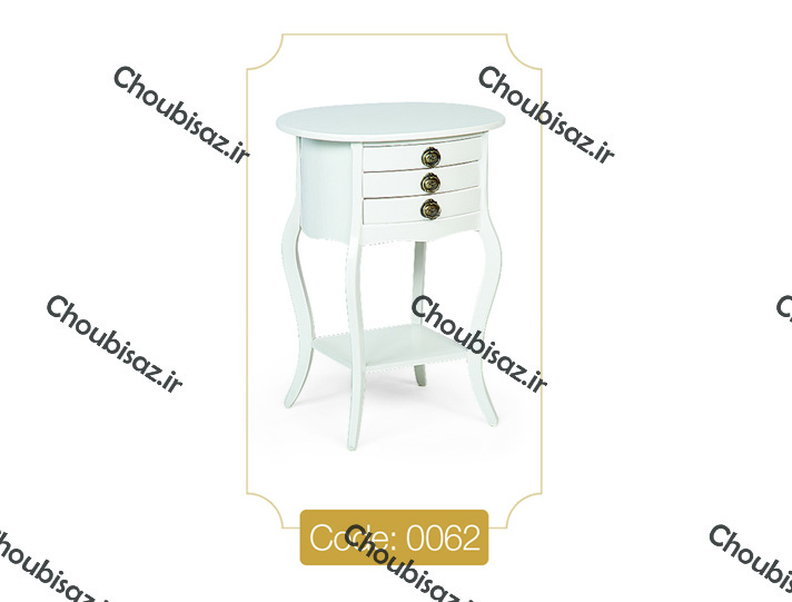 میز تلفن مدل 0056 نگین چوب صفحه MDF پایه چوب رنگی