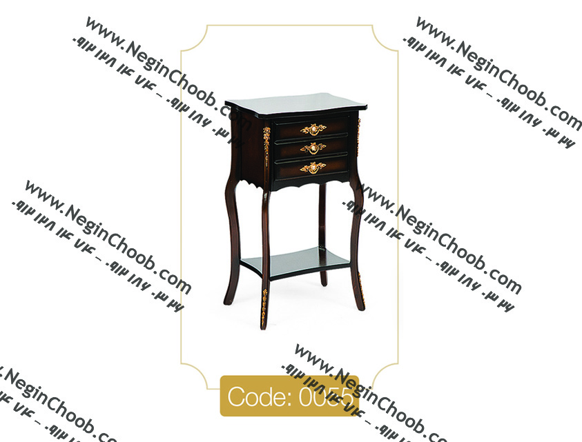 میز تلفن مدل 0055 نگین چوب صفحه MDF پایه چوب رنگی