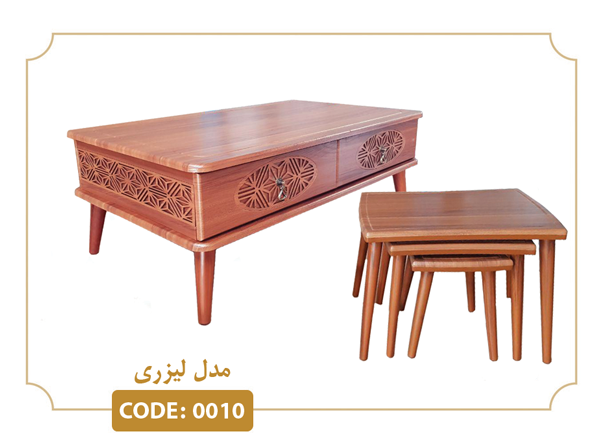 خرید جلومبلی و عسلی لیزری مدل 0010 صفحه MDF وکیوم پایه پلیمری